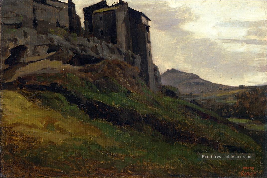 Marino Grands bâtiments sur les rochers romantisme plein air Jean Baptiste Camille Corot Peintures à l'huile